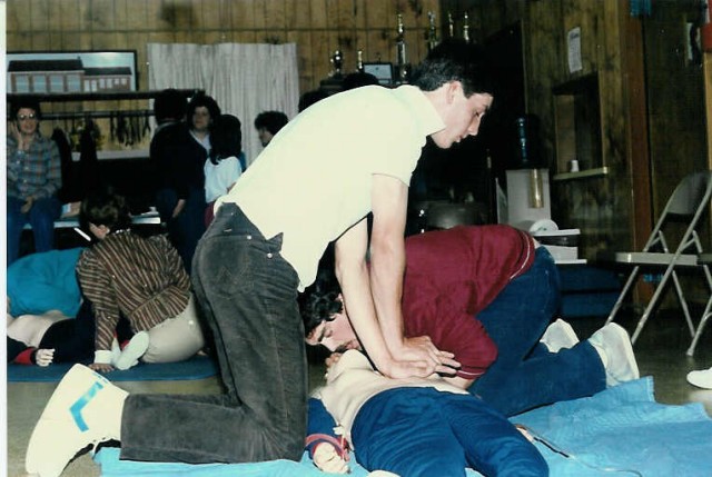 Pump and breathe.... CPR class at the station. 4/24/86